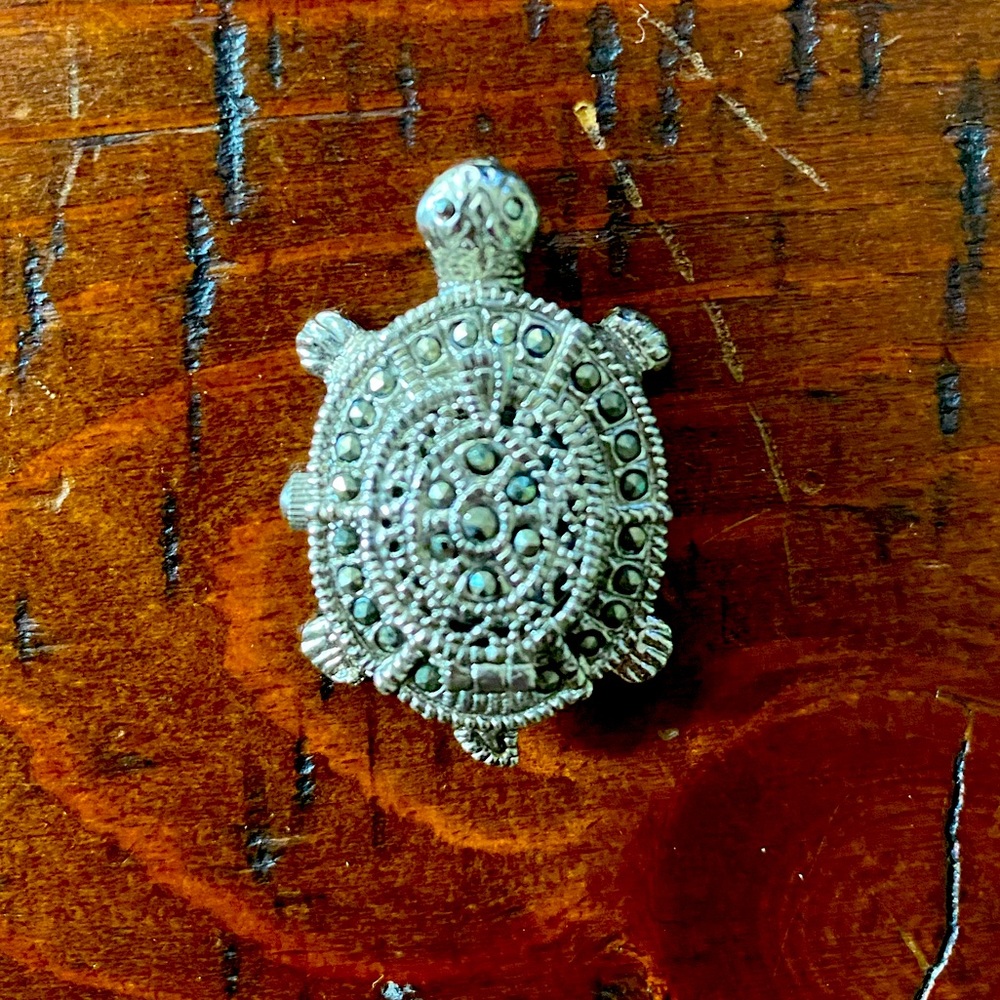 Vintage Cache Tortoise Turtle Watch Necklace Pend… - image 1